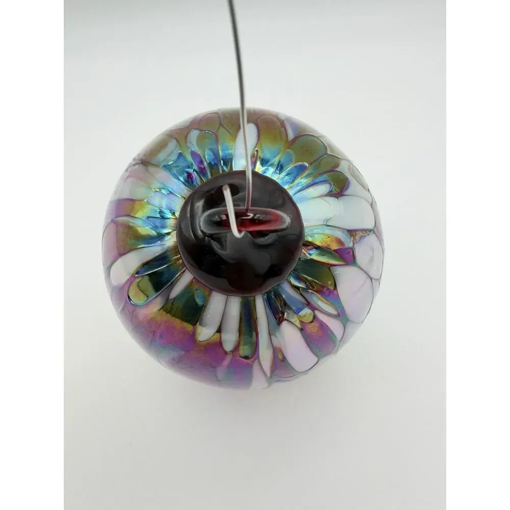 Glass Eye Studio Iridescent Red Hand Blown Glass Ornament Friendship Ball 4”